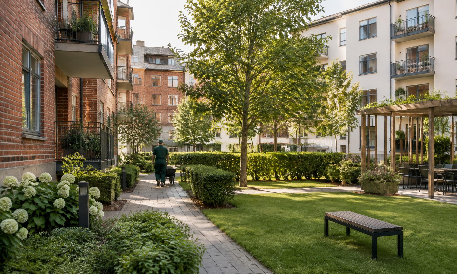 Välskött innergård i Borås